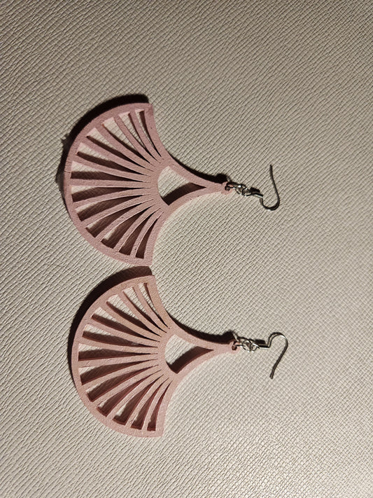 Fan inspired wooden earrings